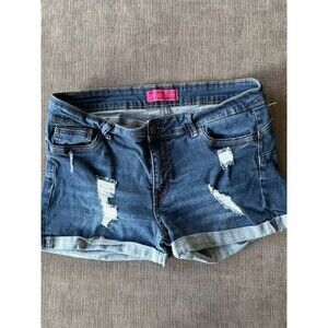 Wax Jean "Butt I Love You" LARGE Distressed Cuffed Denim Jean Shorts